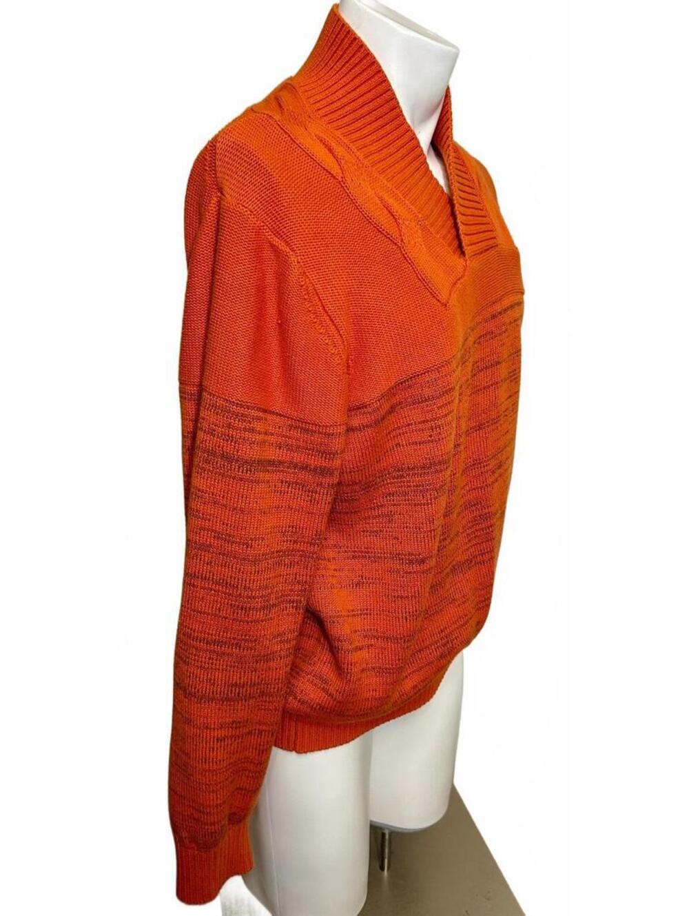 Sean John XXL Burnt Orange Sweater Shawl Collar Cable Knit Y2K Streetwear Mens